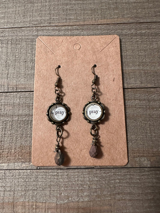 Pray Teardrop Charm Earrings