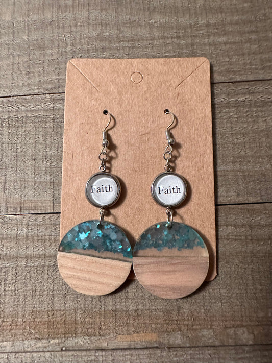 Faith Wooden Pendant Earrings