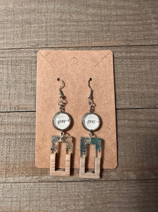 Pray Wooden Pendant Earrings