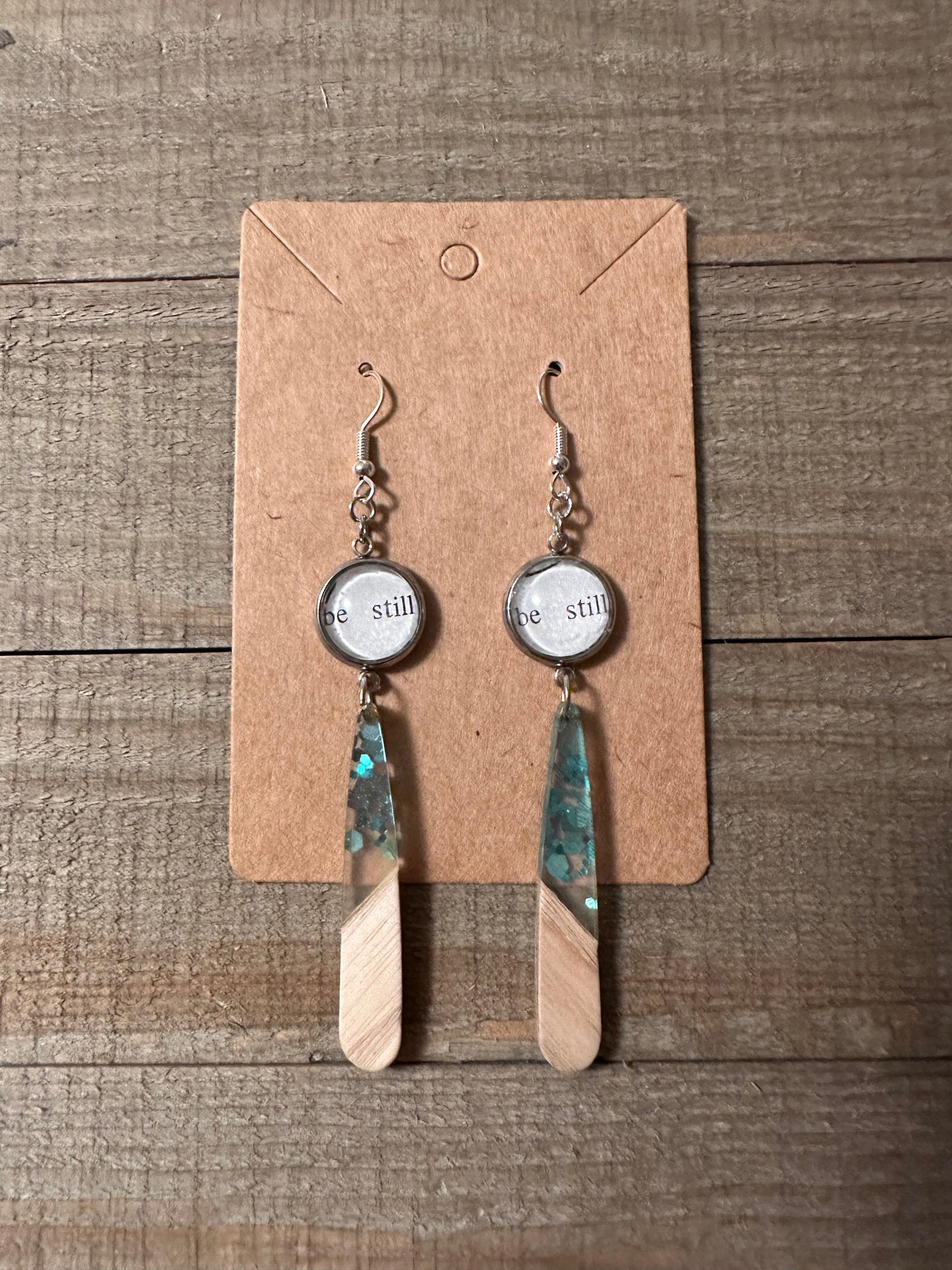 Be Still Wooden Pendant Earrings