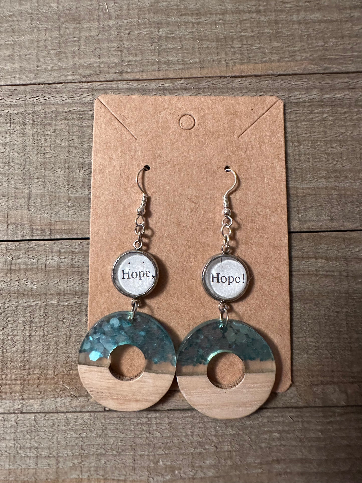 Hope Wooden Pendant Earrings