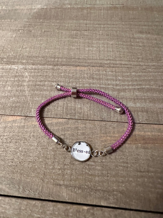 Purple/Gold Bless Adjustable Hymn Bracelet