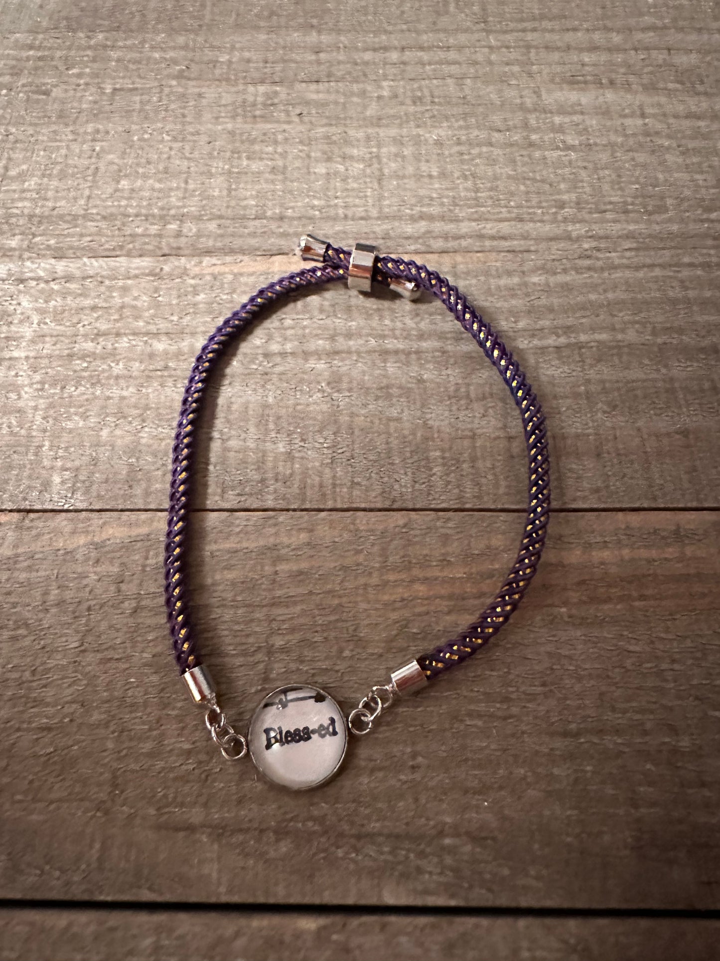 Plum/Gold Blessed Adjustable Hymn Bracelet