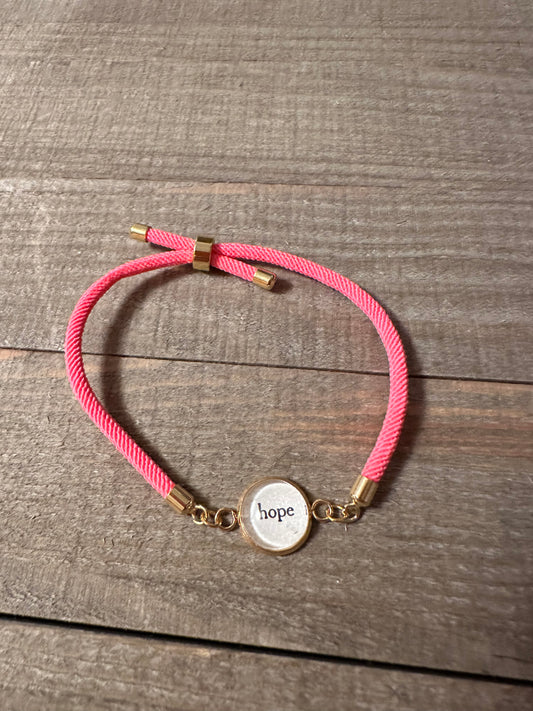 Hot Pink Hope Adjustable Hymn Bracelet