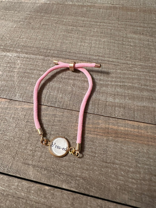 Light Pink Blessed Adjustable Hymn Bracelet