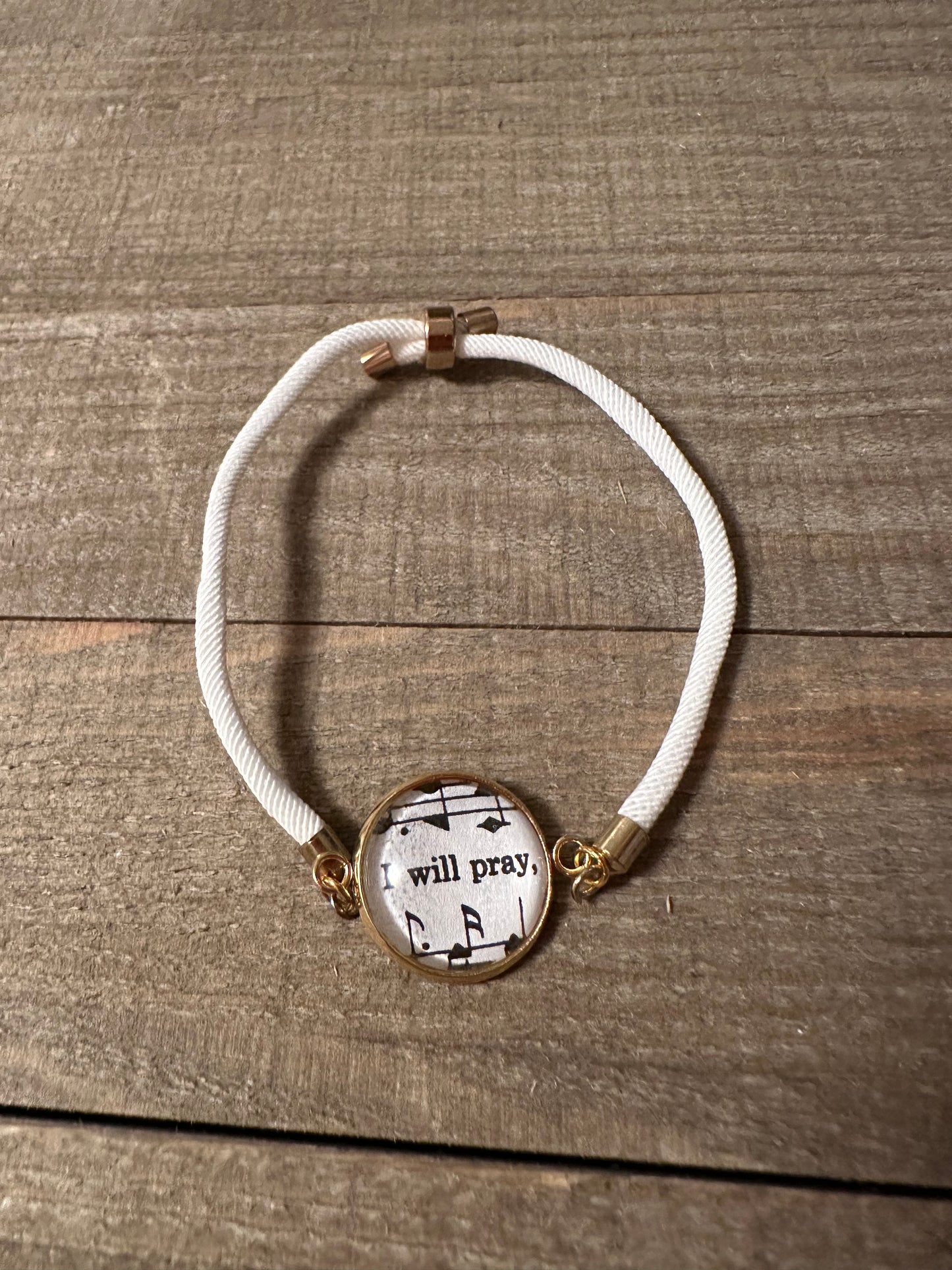 White Adjustable Hymn Bracelet