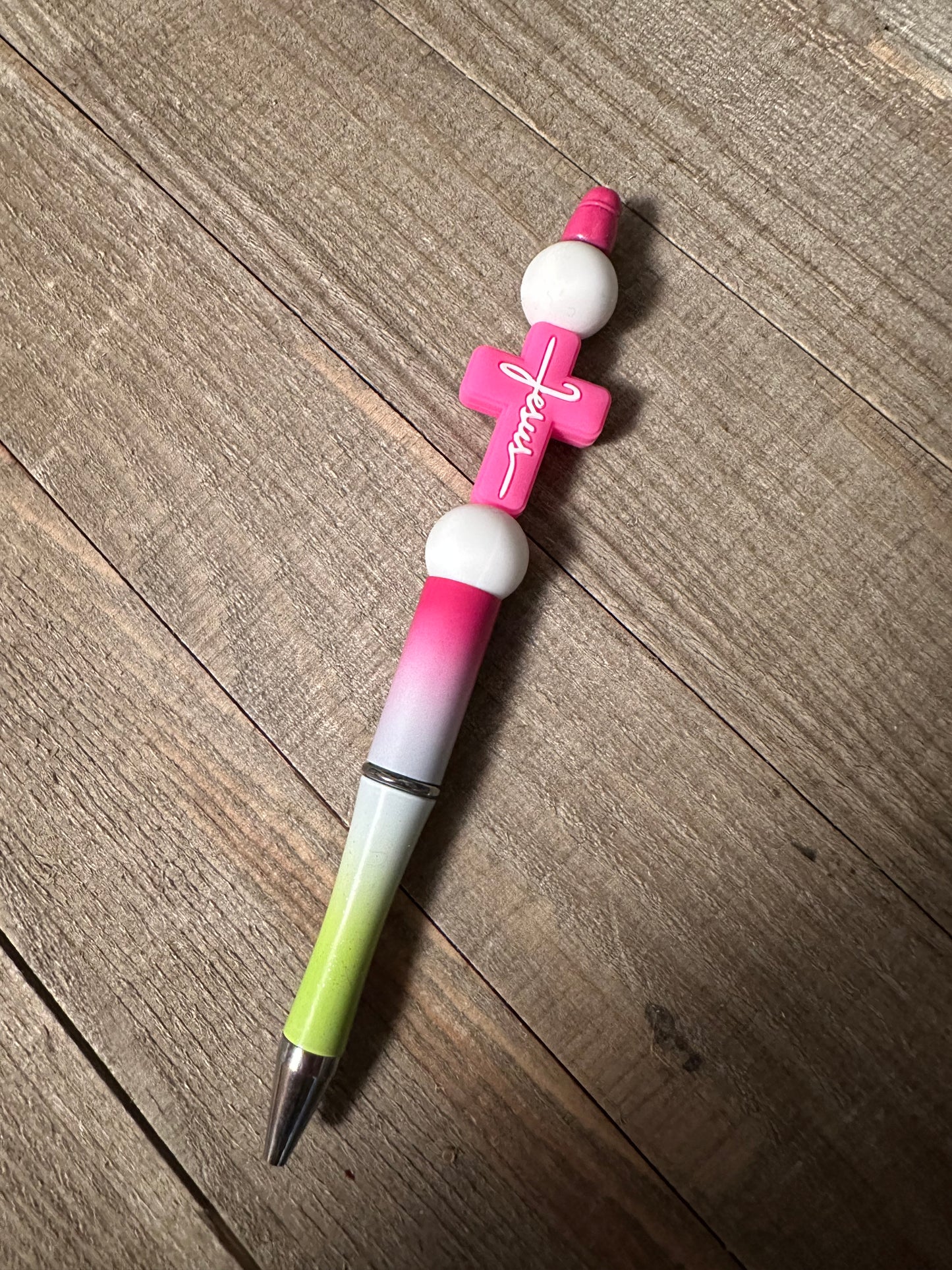 Pink Cross with Jesus Pen