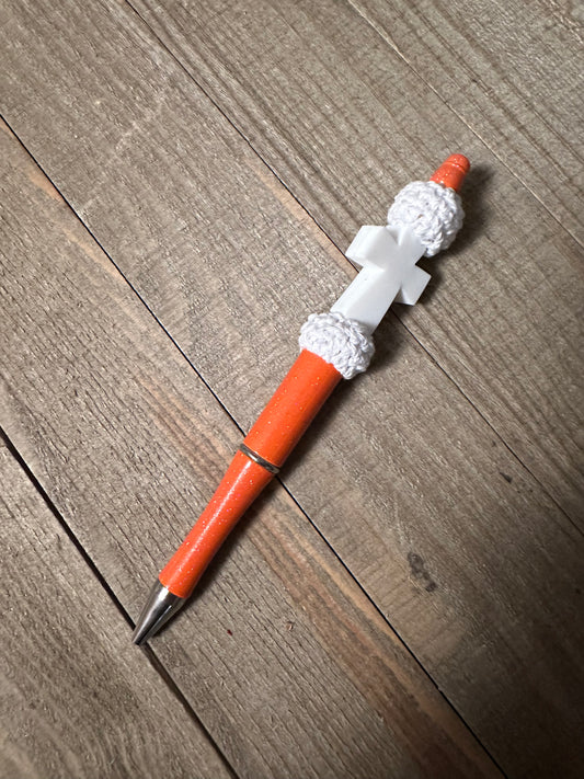 Orange and White Cross Pen