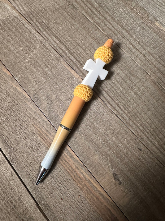 Yellow and White Cross Pen