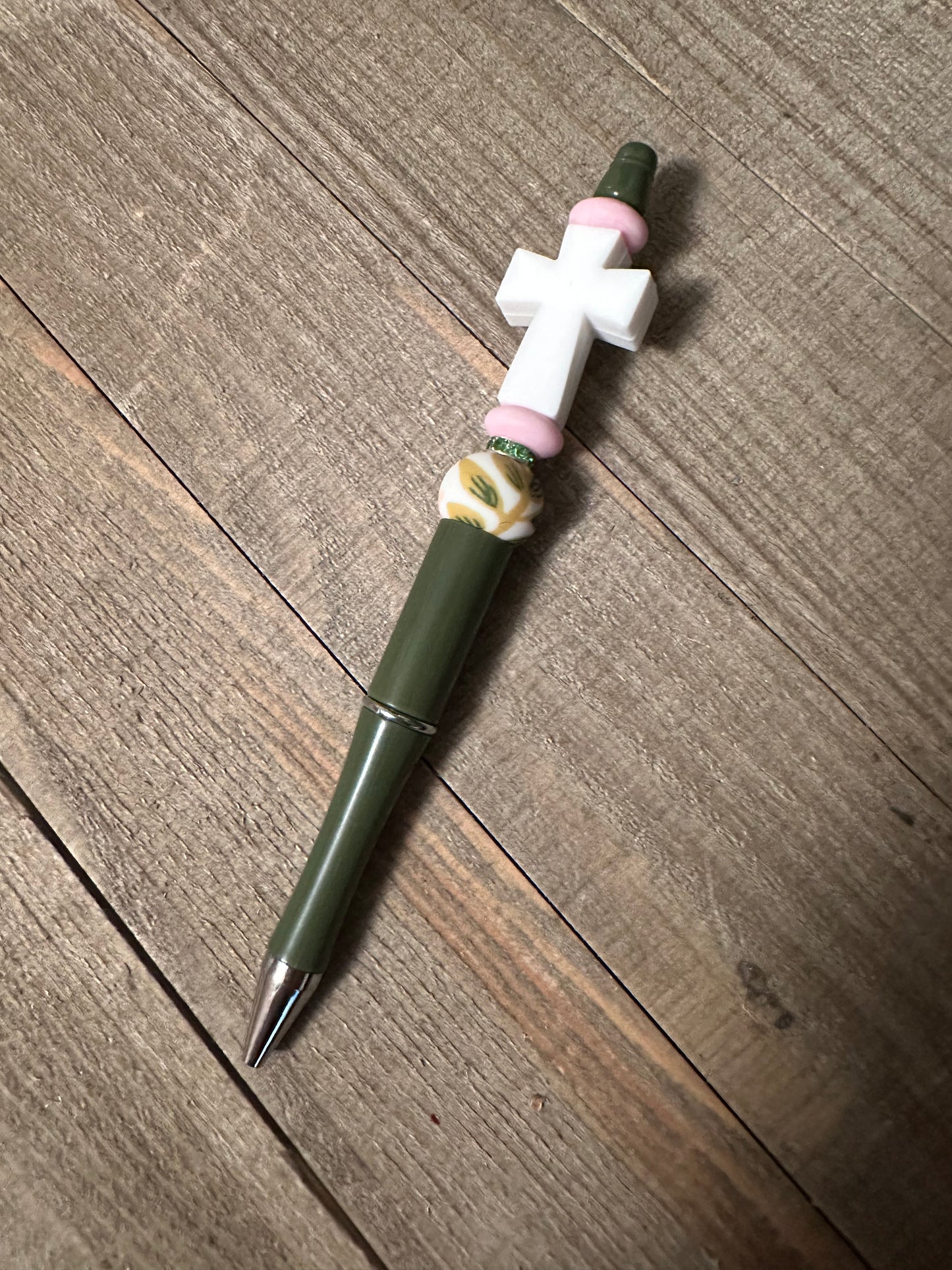 White Cross Green Pen