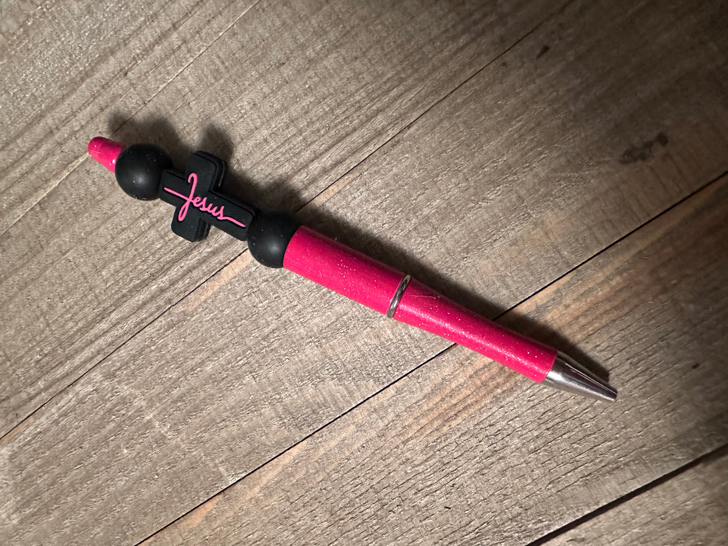 Black/Pink Jesus Cross Pen