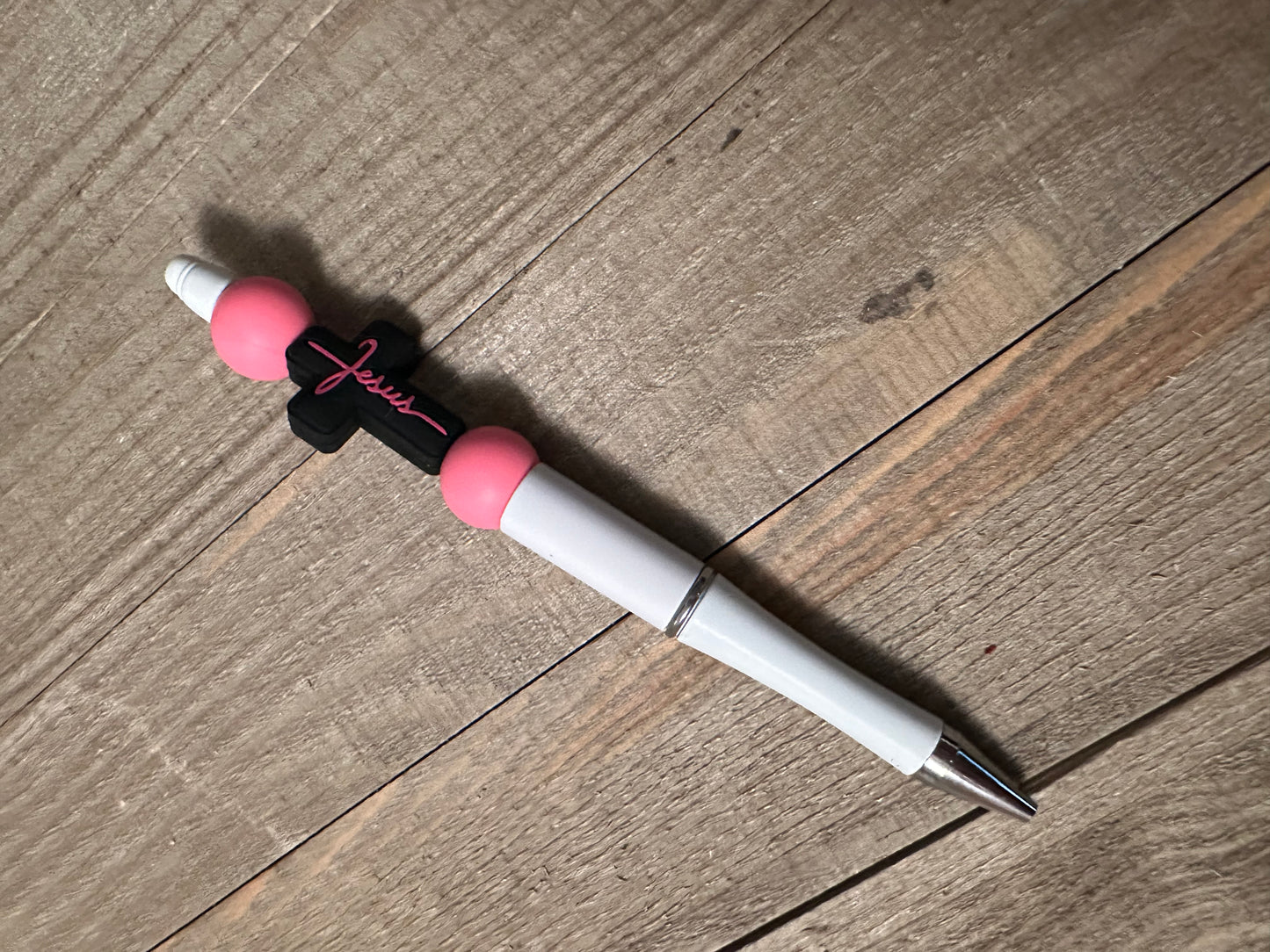 Black/Pink Cross Jesus Pen