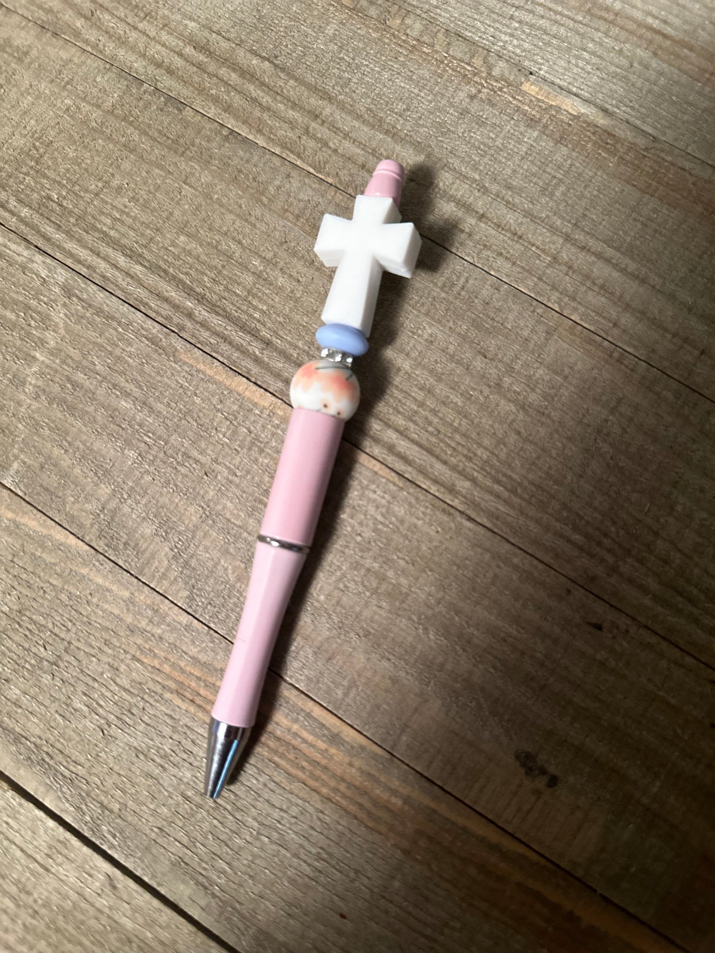 White Cross Pink Pen