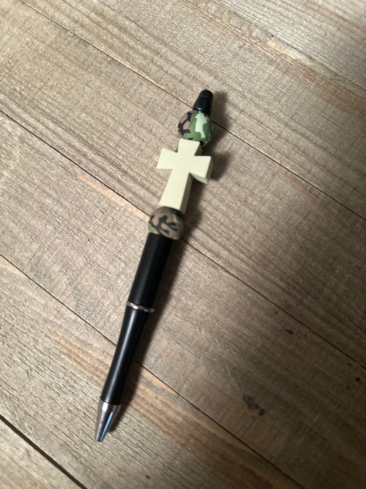 Green Cross Camo Black Pen