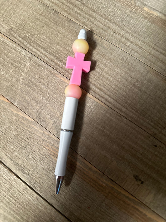 Pink Cross White Pen