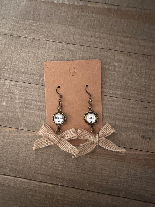 Friend Burlap Earrings