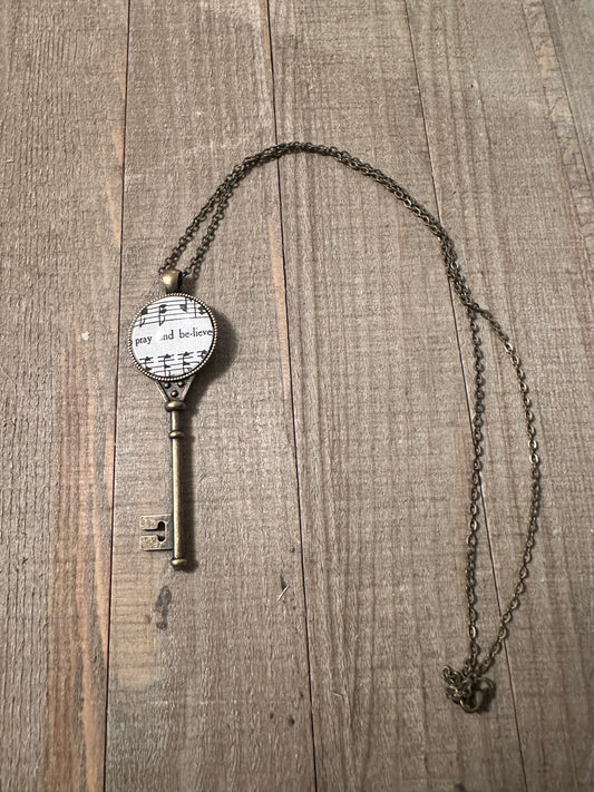 Pray And Believe Key Necklace