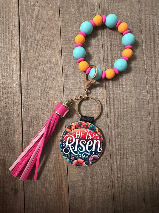 Colorful He Is Risen Wristlet Keychain