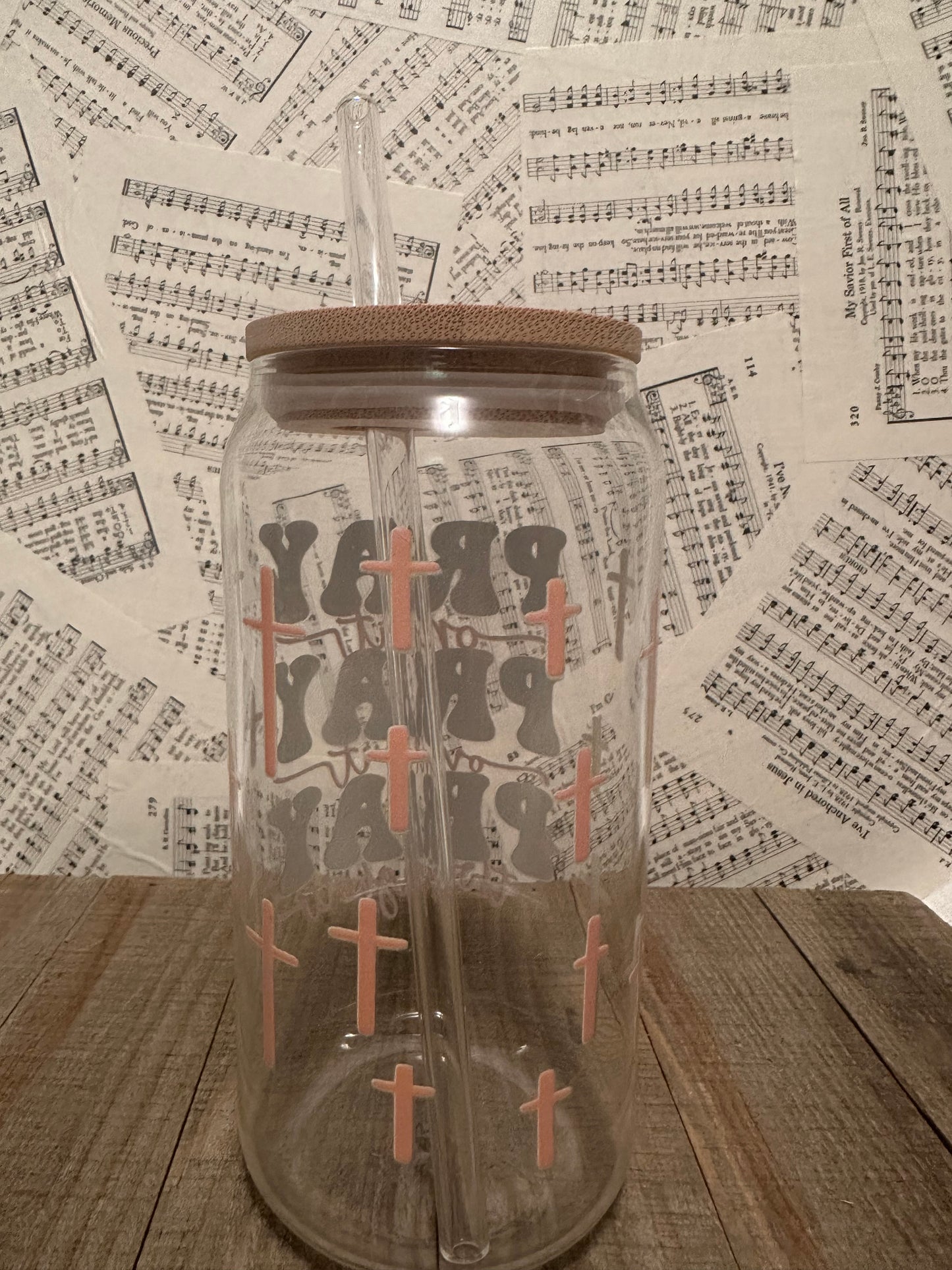 Pray On It, Pray Over It, Pray Through It Glass Tumbler