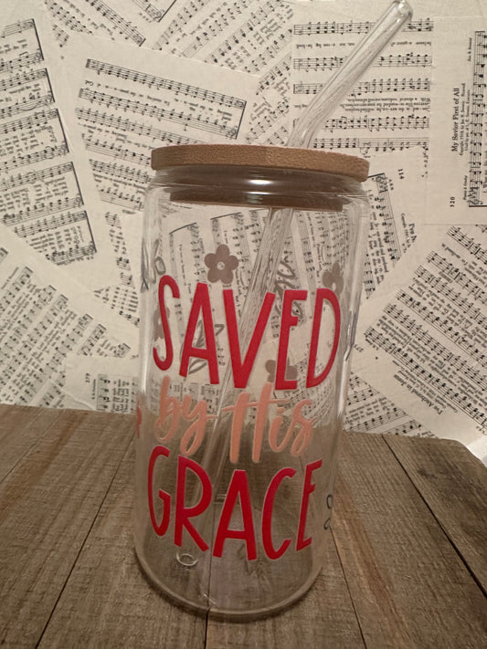 Saved By Grace Glass Tumbler