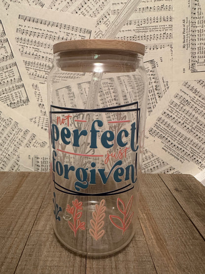 Not Perfect Just Forgiven Glass Tumbler